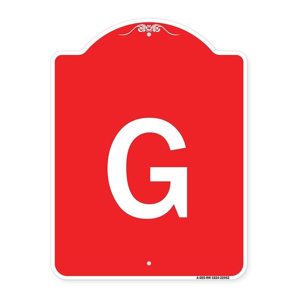 Signmission Designer Series Sign-Sign W/ Letter G, Red & White Aluminum Sign, 18" x 24", RW-1824-22952 A-DES-RW-1824-22952